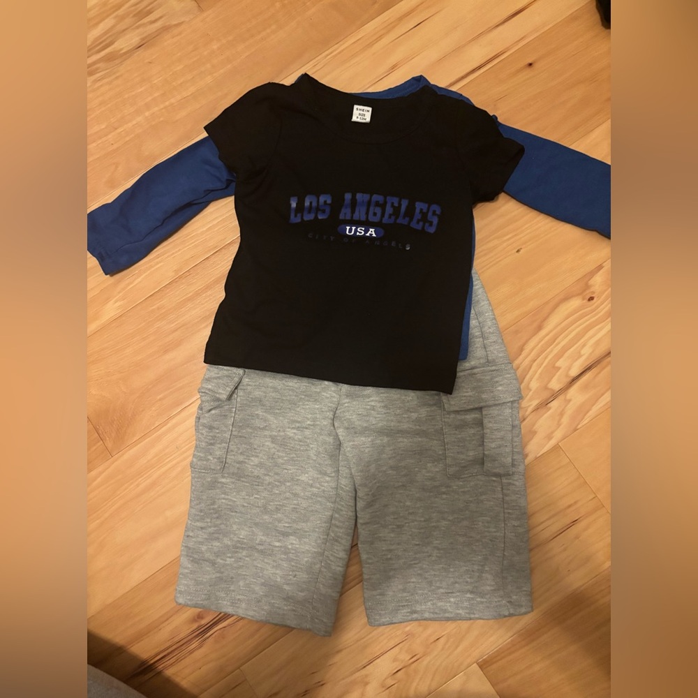 SHEIN Classic Black Tee and Sweats outfit Size 9-12months